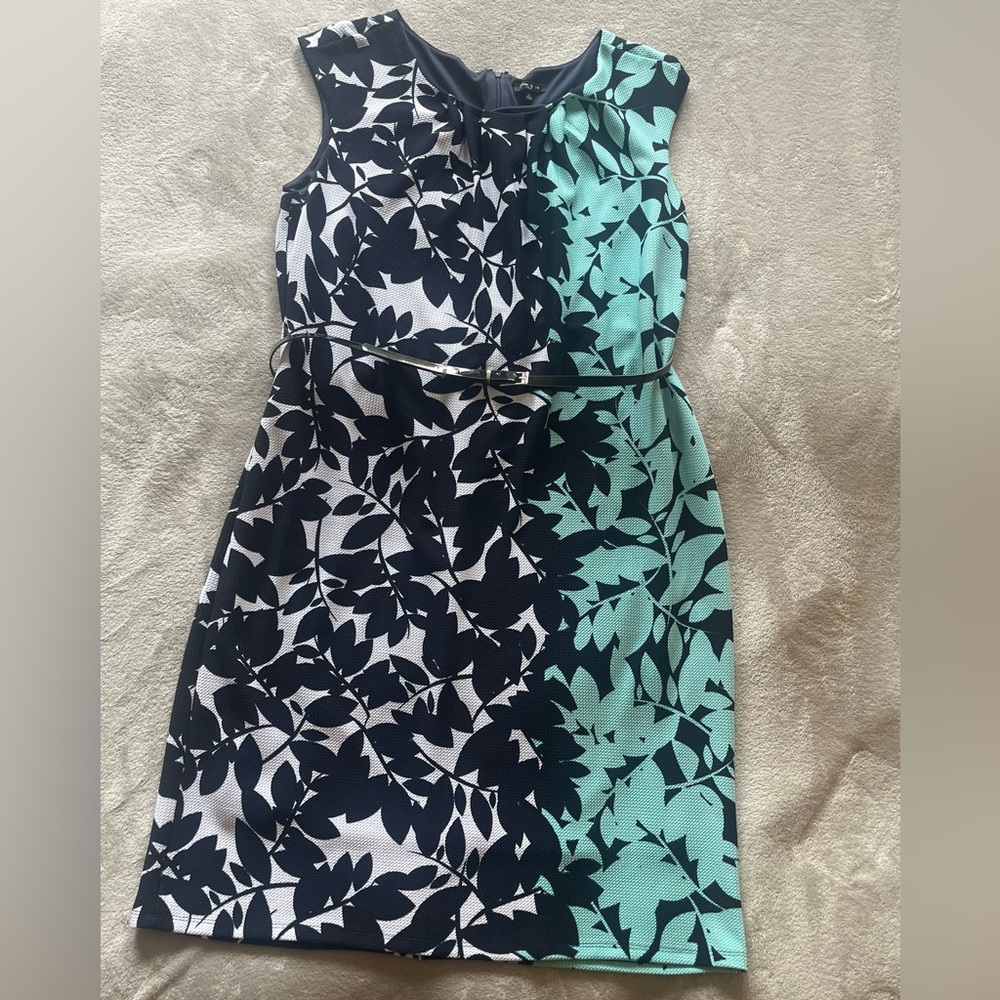 Lane Bryant Black and Green Leaf Midi Dress